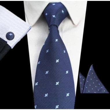 Blue Star Jacquard Tie Set For Men