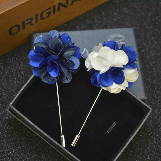 Two Tone Silk Flower Lapel Pin For Men