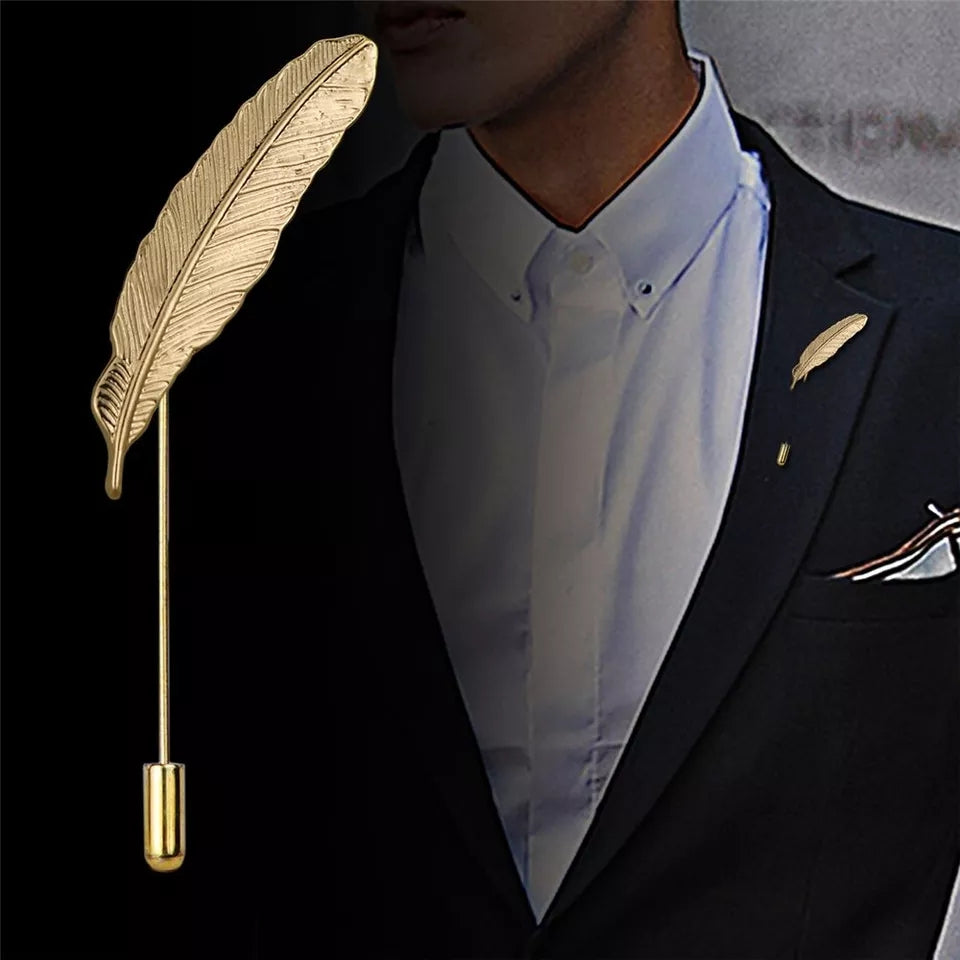 golden leaf lapel pin for men online in Pakistan