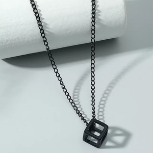 Retro Hollow Black Cube Pendant For Men
