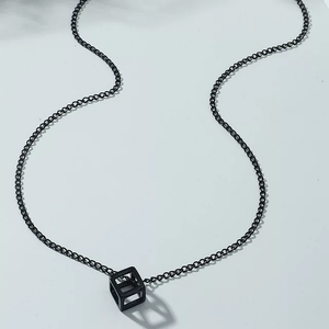 Retro Hollow Black Cube Pendant For Men
