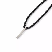 Load image into Gallery viewer, matt black beads silver bar pendant for men online in Pakistan