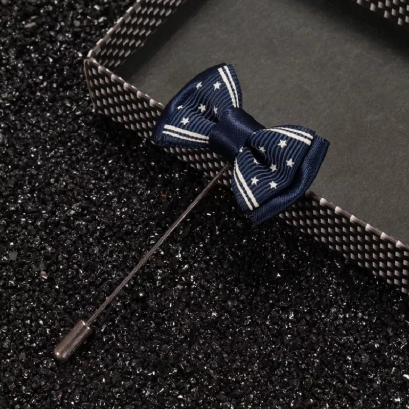 blue bow flower lapel pin brooch online in pakistan