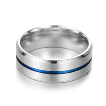 Load image into Gallery viewer, Silver Blue Titanium Ring