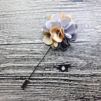 Two Tone Silk Flower Lapel Pin For Men