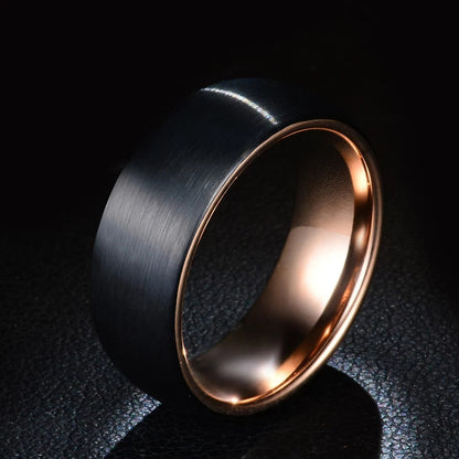 Black Titanium Golden Inlay Rotating Ring