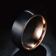 Load image into Gallery viewer, Black Titanium Golden Inlay Rotating Ring