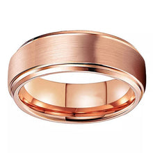 Load image into Gallery viewer, Rose Gold Beveled Edges Titanium Ring For Men
