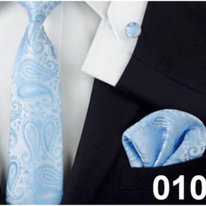 Sky Blue Floral Paisley Silk Jacquard Tie Set In Pakistan