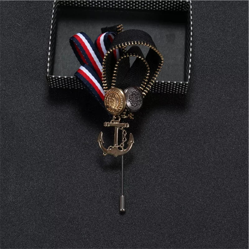 Funky Anchor Ribbon Brooch lapel pin For Men online in Pakistan