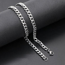 Load image into Gallery viewer, 9mm silver figaro heavy neck chain for men in pakistan