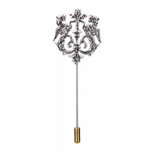 Load image into Gallery viewer, Lion Crown Lapel Pin Silver