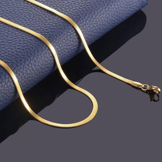 3mm golden flat snake neck chain for men online in Pakistan