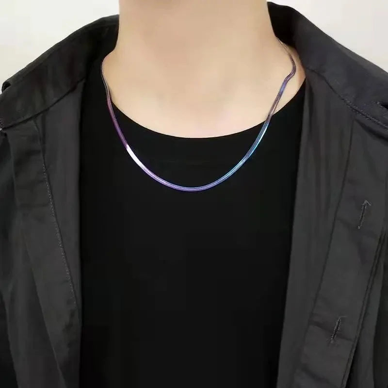 3mm rainbow flat snake neck chain for men in pakistan