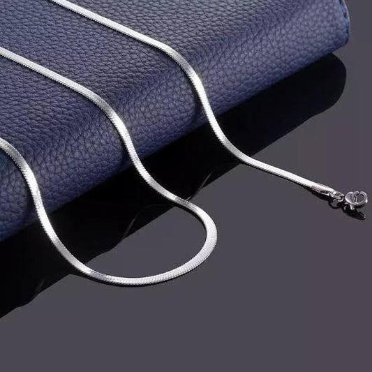 3mm silver flat snake neck chain for men online in pakistan