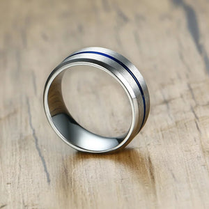 Silver Blue Titanium Ring
