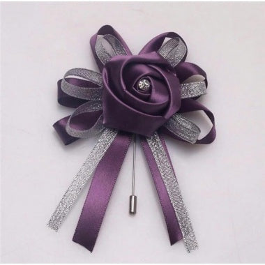 Purple Flower Wedding Corsage Lapel Pin For Men