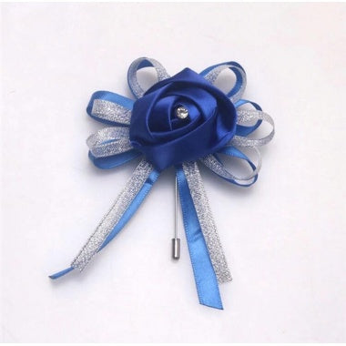 Blue Flower Wedding Corsage Lapel Pin For Men