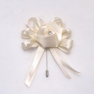 Ivory Flower Wedding Corsage Lapel Pin For Men