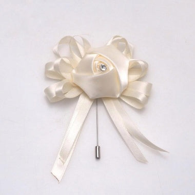 Ivory Flower Wedding Corsage Lapel Pin For Men