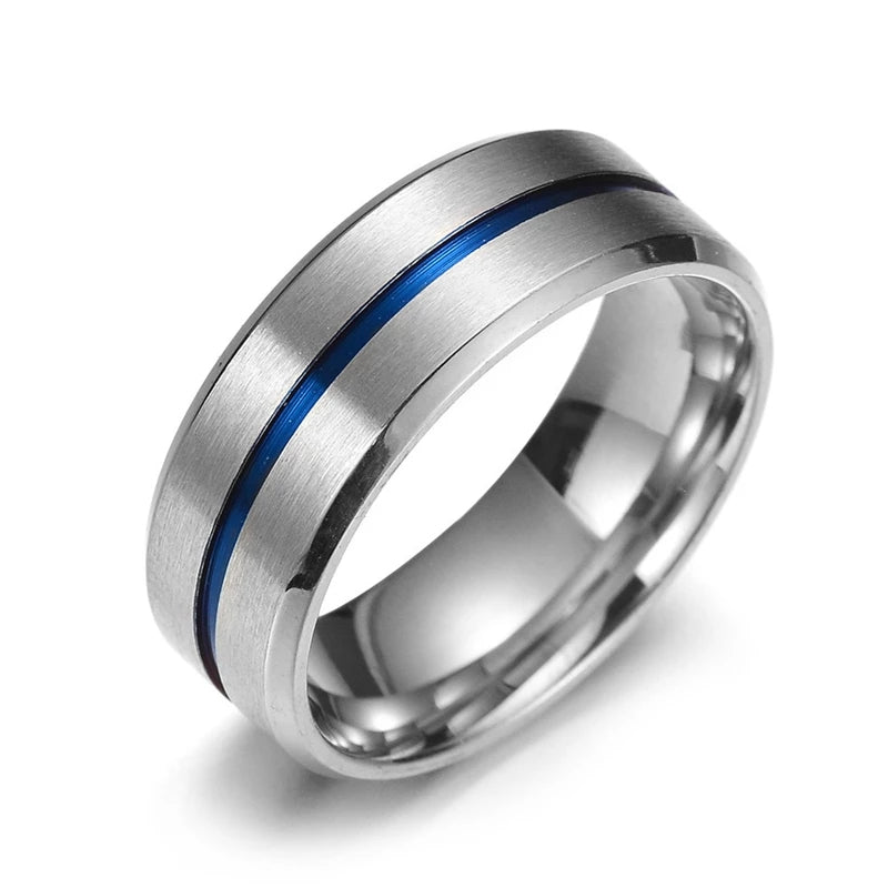 Silver Blue Titanium Ring