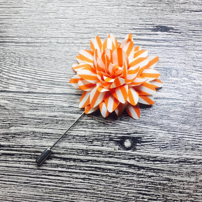 Orange & White Flower Lapel Pin