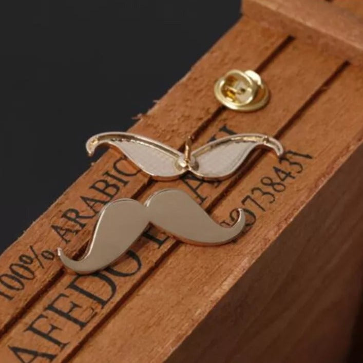 golden mustache brooch lapel pin for men online in Pakistan