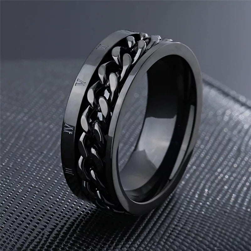 Black Rotating Spinner Ring For Men