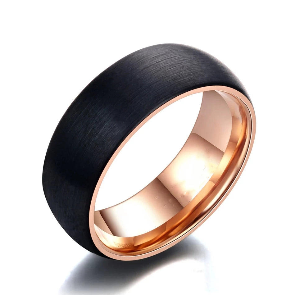 Black Titanium Golden Inlay Rotating Ring