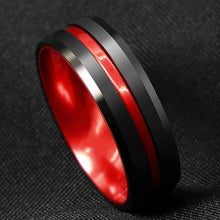Load image into Gallery viewer, Black Titanium Red Inlay Ring