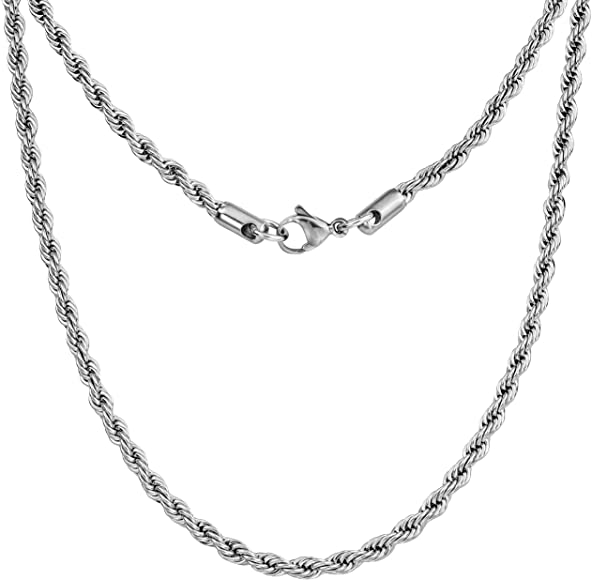 3mm Silver Twisted Rope Neck Chain