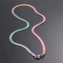 Load image into Gallery viewer, 3mm rainbow flat snake neck chain for men in pakistan