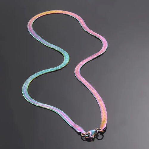 3mm rainbow flat snake neck chain for men in pakistan