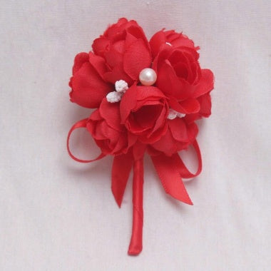 Red Wedding Boutonniere Corsage For Men's Suit