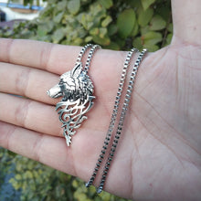 Load image into Gallery viewer, Silver Wolfhead Pendant