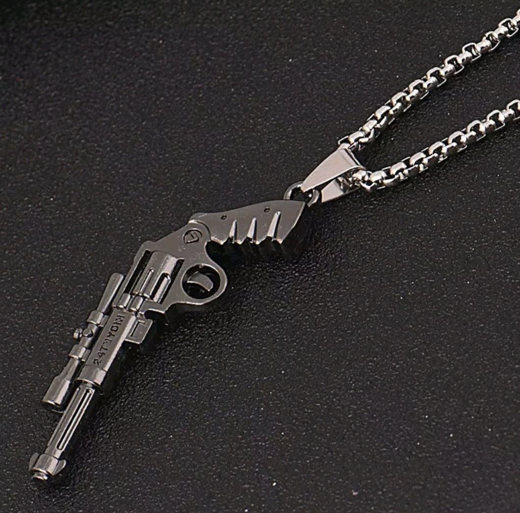 Gun Pendant (Antique Silver)
