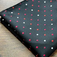 Load image into Gallery viewer, Black Polka Dots Silk Pocket Square In Pakistan
