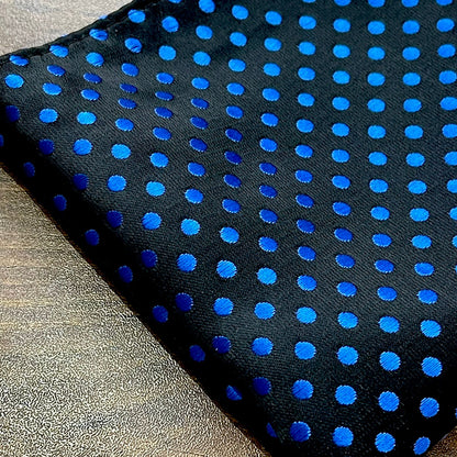 Black and Blue Polka Dots jacquard hankie Pocket Square For Men online in Pakistan