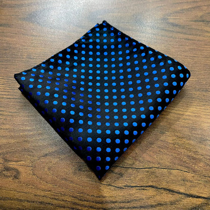 Black and Blue Polka Dots silk hankie Pocket Square For Men online in Pakistan