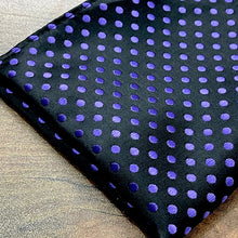Load image into Gallery viewer, Black and Purple Polka Dots jacquard hankie Pocket Square For Men online in Pakistan