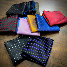 Load image into Gallery viewer, Black Polka Dots Silk Pocket Square In Pakistan