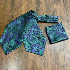 Green and blue cravat tie for men