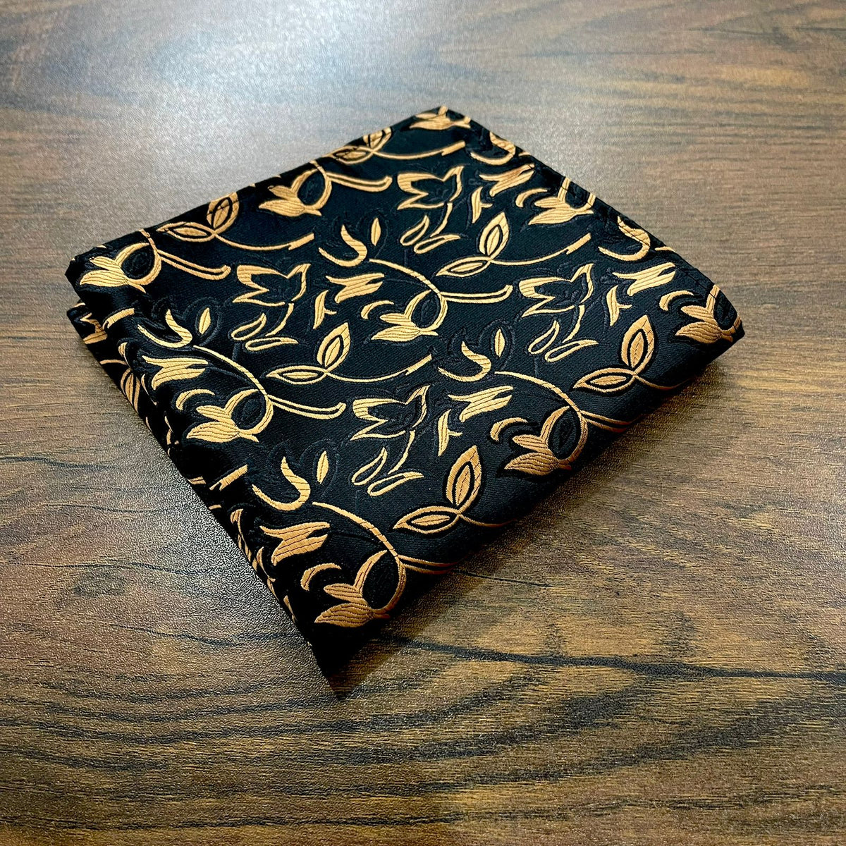Fazzoletto Da Taschino Uomo Seta – Paisley Floreale Nero E Arancione, HZ063, Nuovo Senza Etichette - Foto 2