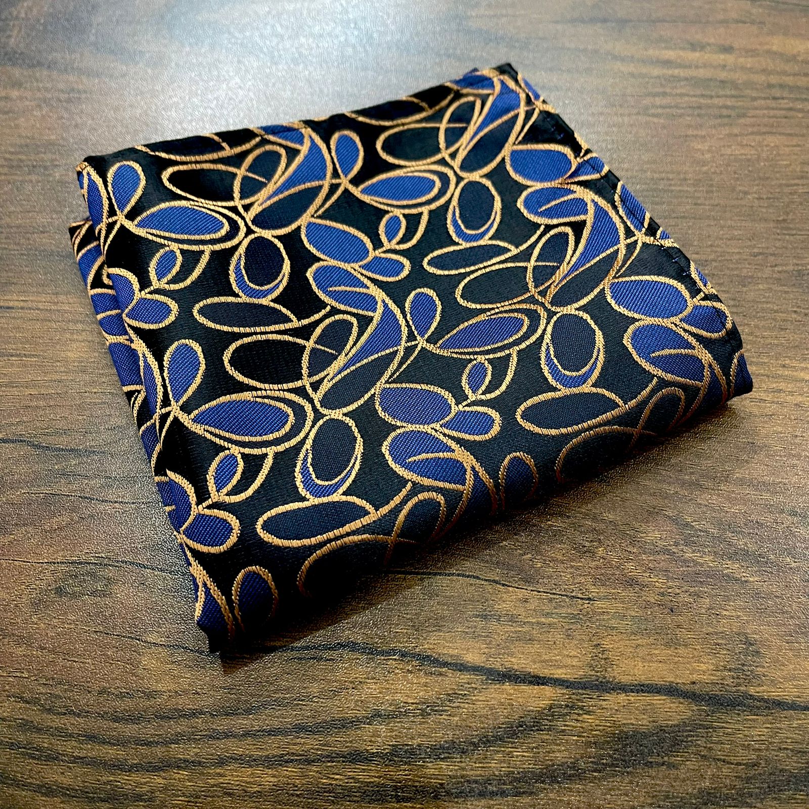 Blue and Gold Paisley Floral Pocket Square For Men online in Pakistan