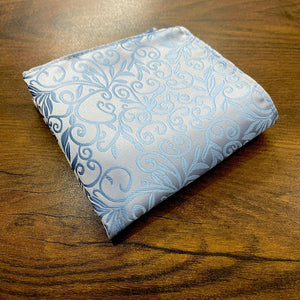Sky Blue Paisley Floral Pocket Square For Men