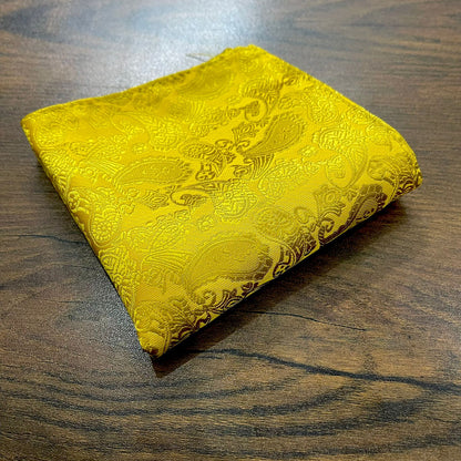 Yellow Golden Paisley Floral Pocket Square For Men online in Pakistan