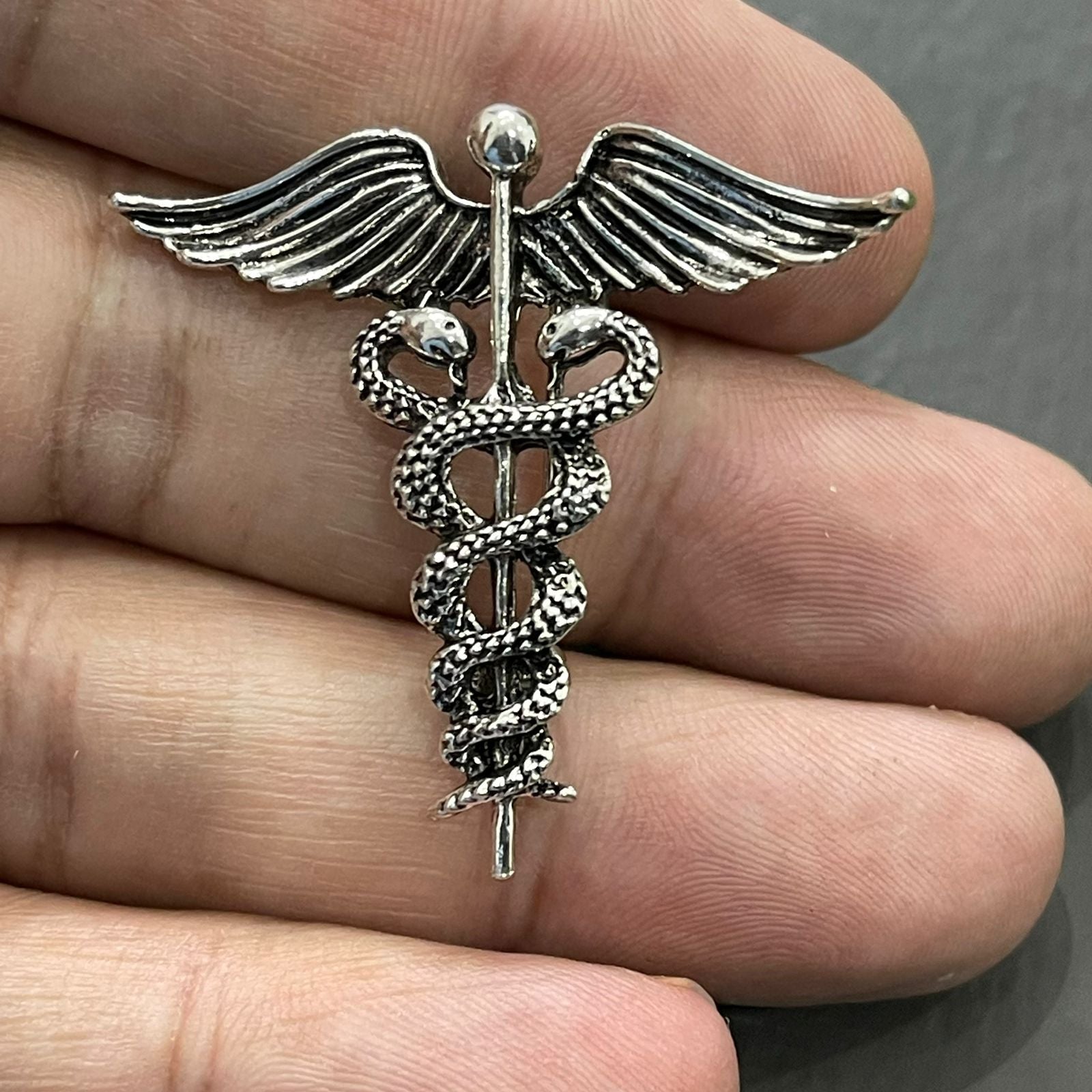 caduceus medical symbil in Silver color brooch lapel pin in pakistan