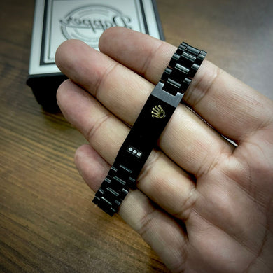 Stainless Steel Black  Rolex Crown Jubilee Chain Bracelet For Men Women
