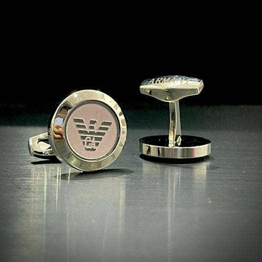 GA Armani Silver branded cufflinks for men online in Pakistan