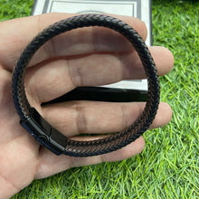 Load image into Gallery viewer, Black &amp; Brown Braided Leather Bracelet For Men